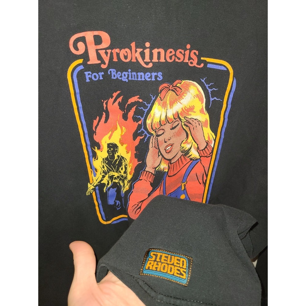 Pyrokinesis for Beginners Black Long‎ Sleeve Tshirt Steven Rhodes Dark Fun Large